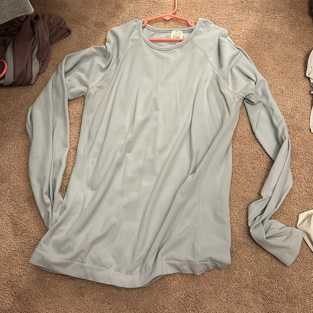 blue long sleeve athleta  shirt